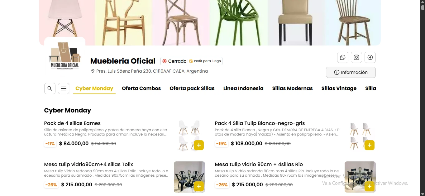 Mueblería Oficial: E-commerce