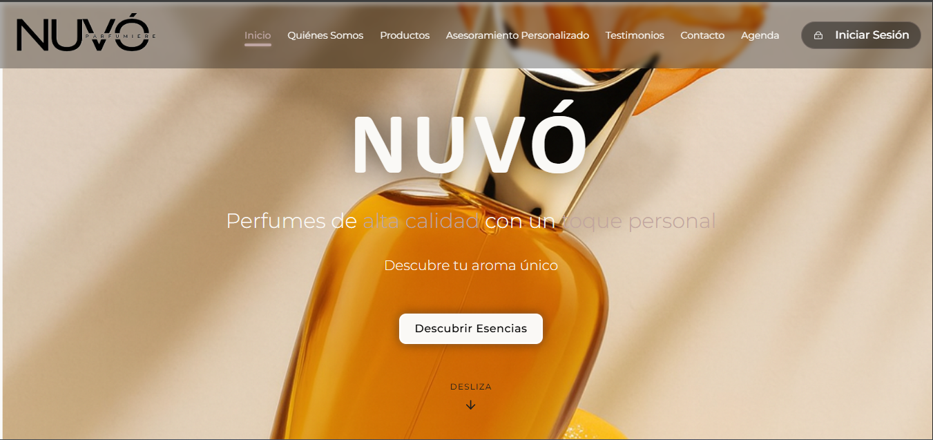 NUVO Perfumería: Landing Page