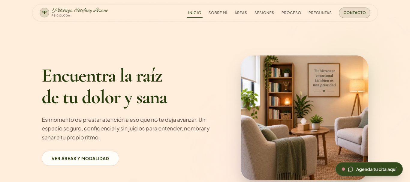 Psicóloga Estefany Lozano: Sitio web para terapia en línea