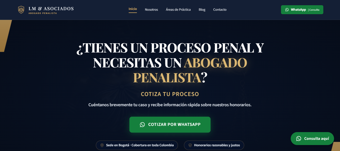 LM & Asociados Abogados Penalistas: Sitio web para estudio jurídico