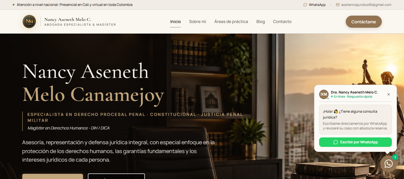 Dra. Nancy Aseneth Melo — Despacho Jurídico: Sitio web para abogada independiente