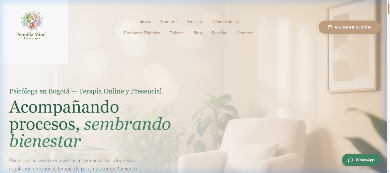 SemillaMind Psicoterapia: Sitio web para consultorio de psicología